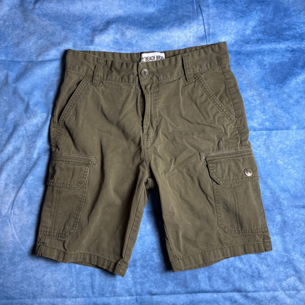 Beach Bros Olive Green Cargo Shorts Men's Size 30 Utility Cotton Stretch